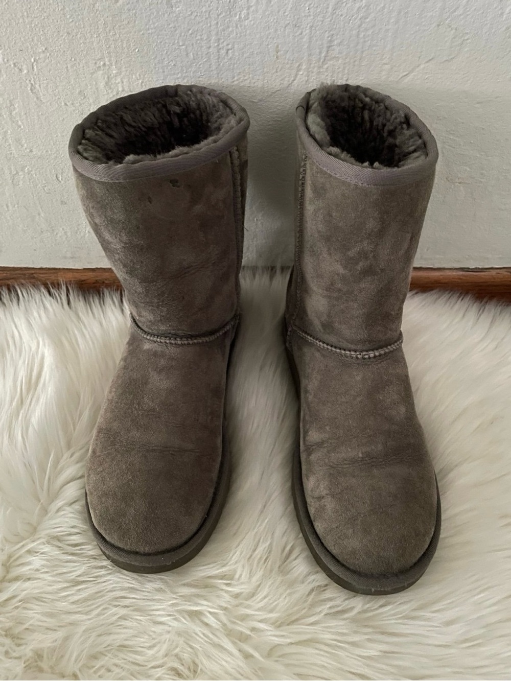 UGG Women's Tall Suede Shearling Boots - Gray